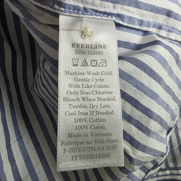 NWT Everlane The Woven PJ Button Down Crop Top Blue White Stripe Cotton Medium - Picture 12 of 14